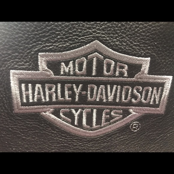 Harley Davidson motorcycles, Black Leather Purse, Embroidered Logo - Picture 2 of 7